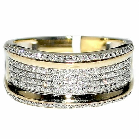 Mens Diamond Wedding Band Ring 10K Yellow Gold .45cttw 10mm Wide Pave Set Ring 13.5