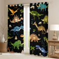 thumbnail image 2 of Homewish Dinosaurs Print Curtains Pack of 2 (42x84 Each),Jungle Dino Curtains Blackout,Green Brown Deepblue Bedroom Curtains For Teens Boys,Luxury Bedroom Decor, 2 of 6