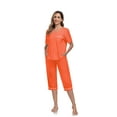 thumbnail image 3 of ANLIQI Women's Cotton Capri Pajama Sets Soft Short Sleeve Sleepwear with Pants Two-Piece Pjs with Pockets(Coral Orange, Large), 3 of 8