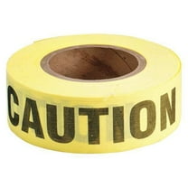 Barricade Tape, Caution, Yellow, 2 in Wide x 200 ft Length, Cotton, 8.5 mil