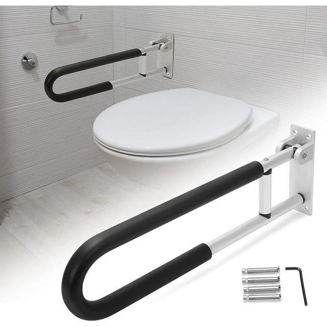 JUNWELL Barres de Saisie Pliables pour Handicap 23,6” pour Baignoire, Rails de Soutien, Barre de Saisie Relevable pour Toilette pour Personnes Âgées, Handicapées, Femmes Enceintes, Sécurité de Douche de Salle de Bain, Main de Baignoire, Main Courante pour Handicapés