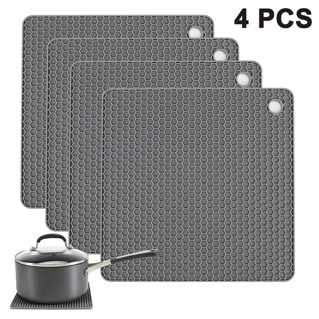 Mantel Individual cuadrado de silicona de grado alimenticio de 4 piezas, tapete de panal, tapete de mesa impermeable y aislante del calor, tapete de protección contra altas temperaturas y calor