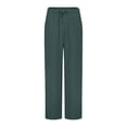 thumbnail image 4 of YDLCAFD Women's Solid Color Casual Pants With Drawstring Waist And Pleated Linen Blend Trousers, 4 of 6