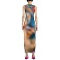 thumbnail image 4 of Qmyliery Women's Summer Long Dress Sleeveless O Neck Tie Dye Print Side Split Skinny Dress, 4 of 4