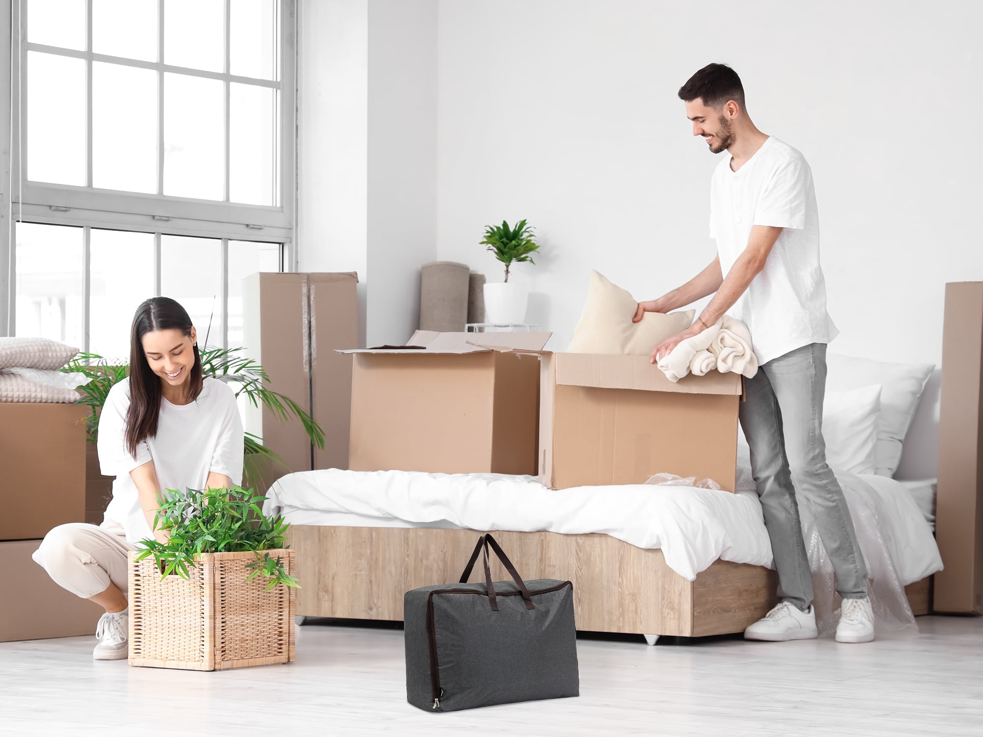 Unique Bargains 1 Pack Clothes Storage Bags Moving Bags Dark Gray 20*14*8in