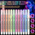 thumbnail image 5 of DAMAI Glow in the Dark Body Paint, Neon Face Painting Markers Pen for Skin Glow Under Black Light, Washable UV Temporary Tattoo Pens for Glow Party Supplies (8 color), 5 of 9