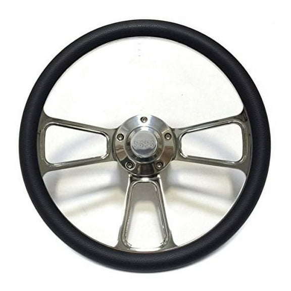 1967-1968 SS Chevelle 14" Black Steering Wheel, Full Install Kit, SS Horn