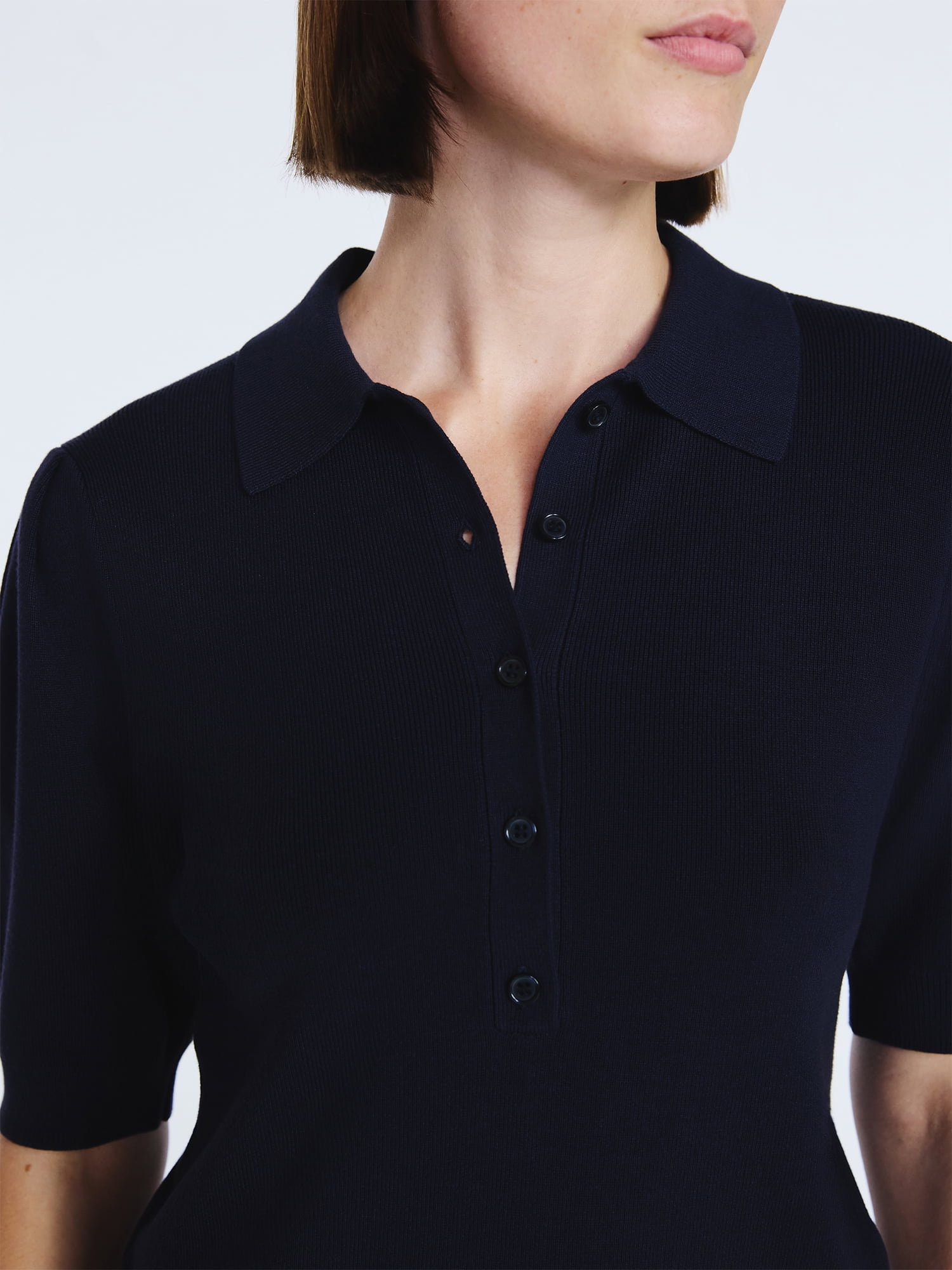 Free Assembly Women's and Women's Plus Collared Sweater Tee with Puff Sleeves, Lightweight, Sizes XS-4X