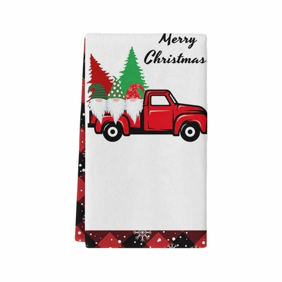 Less Than 5 Towel Christmas Kitchen Towels and Dishcloths Merry Christmas Tree Snowman Dish Towels Gnome Red Plaid Truck Holiday Tea Hand Towels Housewarming Gifts for New Home Bathroom