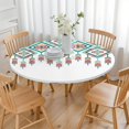 thumbnail image 3 of Colorful Floral Round Tablecloth with Elastic Hem, Bohemian Print Fits 52-56 Inch Tables for Patio and Entertainment, 3 of 7