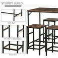 thumbnail image 5 of Homcom 5-Piece Industrial Dining Room Table Set with 4 Chairs, Space Saving, Black/Brown, 5 of 10