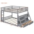 thumbnail image 2 of Harper & Bright Designs Full Over Full Floor Bunk Bed with Drawers & LED Lights, Solid Wood Full Size Bunk Bed Frame with Storage Shelves Bookcase and Charging Station for Bedroom Dormitory, Gray, 2 of 20
