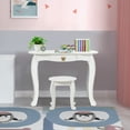 thumbnail image 5 of Gymax Kids Makeup Dressing Table Chair Set Princess Vanity & Tri-folding Mirror White, 5 of 10
