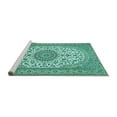 thumbnail image 2 of Ahgly Company Machine Washable Indoor Square Medallion Turquoise Blue Traditional Area Rugs, 7' Square, 2 of 4