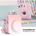 thumbnail image 2 of HAHDAXIA Case for Fujifilm Instax Mini 12 / Polaroid Mini 12 Instant Film Camera, PU Leather Gradient Weave Veins Protective Case with Shoulder Strap - Pink, 2 of 7