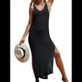 thumbnail image 1 of Vestido de Crochet para Mujer, Sin Mangas, de , con Abertura Negro Talla Única, 1 of 8