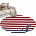 thumbnail image 2 of Anchor Red Round Area Rug 4 FT, Non Slip Indoor Outdoor Rug, Modern Navy Blue White Striped Nautical Washable Soft Circular Carpet Non-Shedding Floor Mat for Coffee Table Nursery Foyer Balcony, 2 of 8