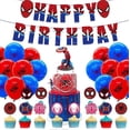 thumbnail image 1 of Kit de globos de cumplea?os de Spiderman, globos de látex con bandera y adornos para pasteles para decoración de fiestas ShuxiuWang 8390606611239, 1 of 1