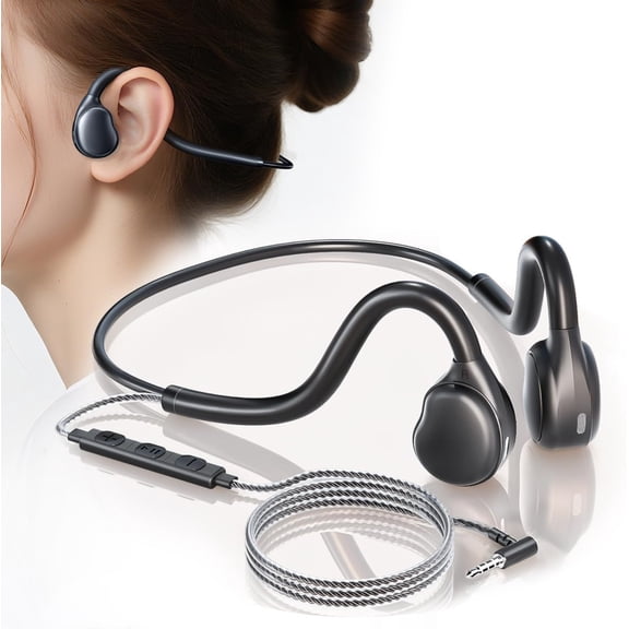 3.5mm Wired Headphones Open Ear, Headset with Mic Jack Laptop PC Tablet