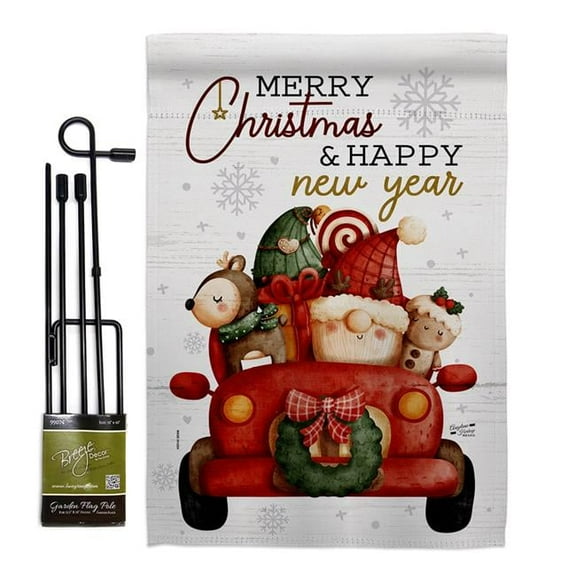 Angeleno Heritage GS130303-BO 13 x 18.5 in. Santa Ride Garden Flag Set for Wintertime Christmas Double-Sided Decorative Vertical Flags & House Decoration Banner Yard Gift