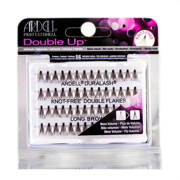 Long Brown , Ardell Professional Double Up , Hair Scalp Skin Body - Pack of 3 w/ SLEEK Teasing Comb