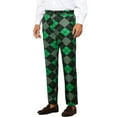 thumbnail image 4 of INSPIRE CHIC Men's Pant Diamond Plaid Pattern Regular Fit Color Block Suit Trousers 30 Green Black, 4 of 6