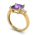 thumbnail image 2 of 2.32 ct Princess Cut Simulated Alexandrite Three-Stone Engagement Ring for Women in 18K Yellow Gold, 2 of 5