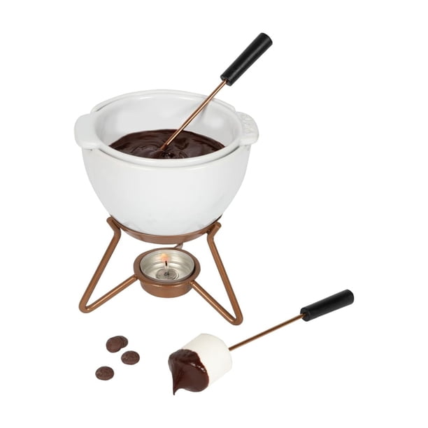 Fondue Boska Choco Petit Marie - Juego de fondue de cerámica, apta para microondas y lavavajillas, fuente de chocolate, aperitivos - Pequeños electrodomésticos de cocina
