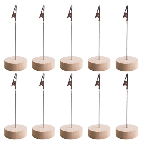 Goowood 10 pack Table Number Holders with Wooden Cube Base and Alligator Clips for Photos and Valentines Day Decor