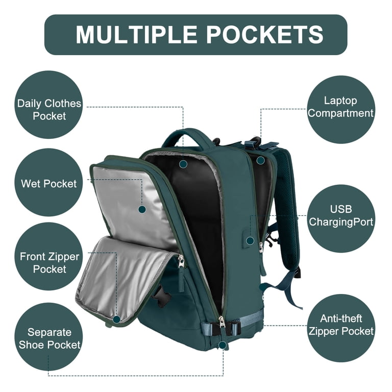 DAKIMOE Large Travel Backpack, Airline Carry-On Approved photo 4