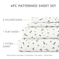 thumbnail image 4 of Noble Linens 4 Piece Pattern Microfiber Bed Sheets Set, Light Gray Spotted Leaves, Queen, 4 of 11