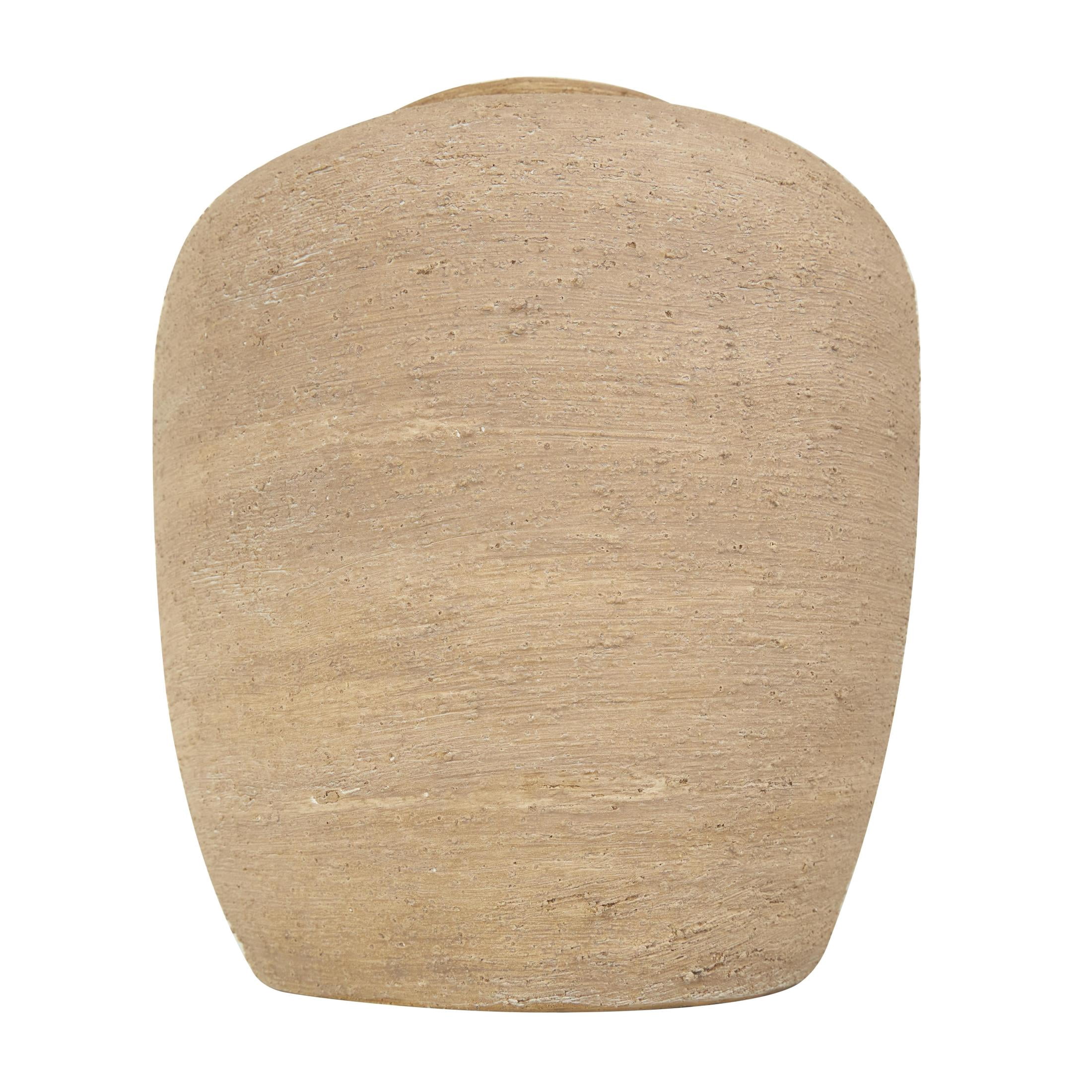 DecMode 12" Wide Textured Terracotta Beige Ceramic Vase