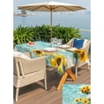 thumbnail image 5 of Rectangle Outdoor Tablecloth With Umbrella Hole And Zipper– Country Summer Waterproof Patio Table Cover for Party, Picnic, Backyard, 60"x102" , Watercolor Lake Lemon Sunflower Gold Blue, 5 of 8