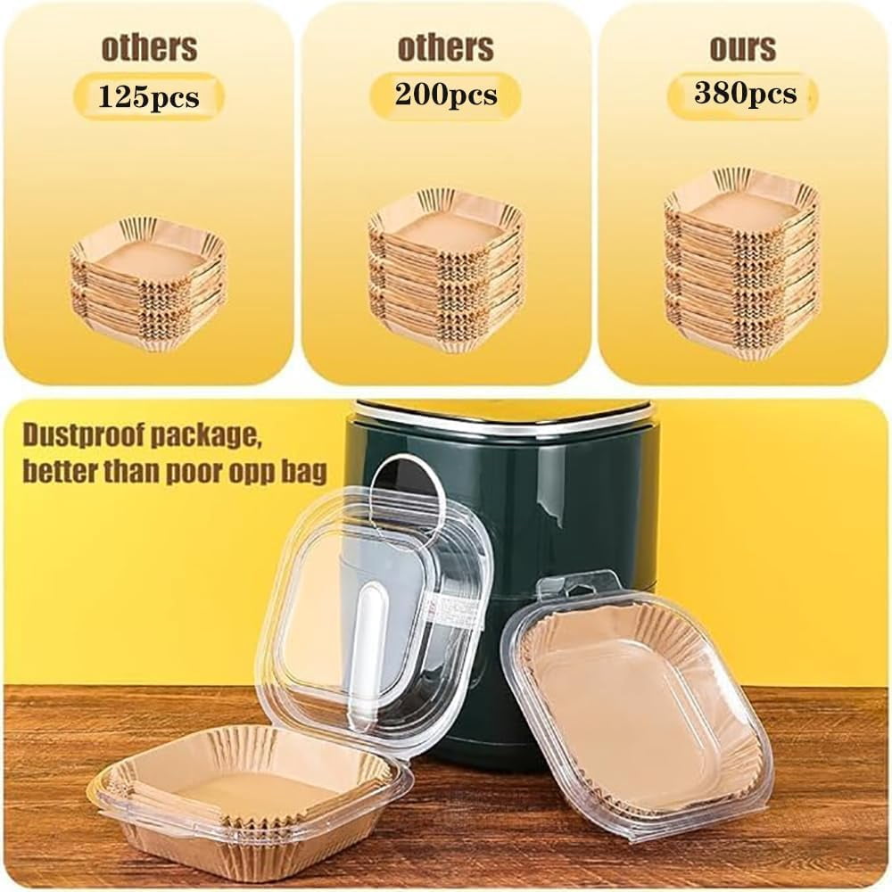 150-Count Square Air Fryer Paper Liners - 7.5 Inch, Non-Stick & Oil-Proof, Heat Resistant for 2-5 QT Air Fryers, Baking, Roasting, Microwave