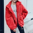 thumbnail image 2 of Ladies Loose Plush Long Sleeve Zipper Pullover Pocket Color Sweater Coat, 2 of 6