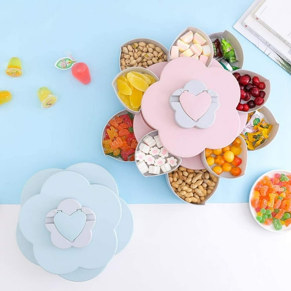 Bloom Flower Rotating Snack Box Nut Bowl Table Candy Food Storage Organizer with Cellphone Holder