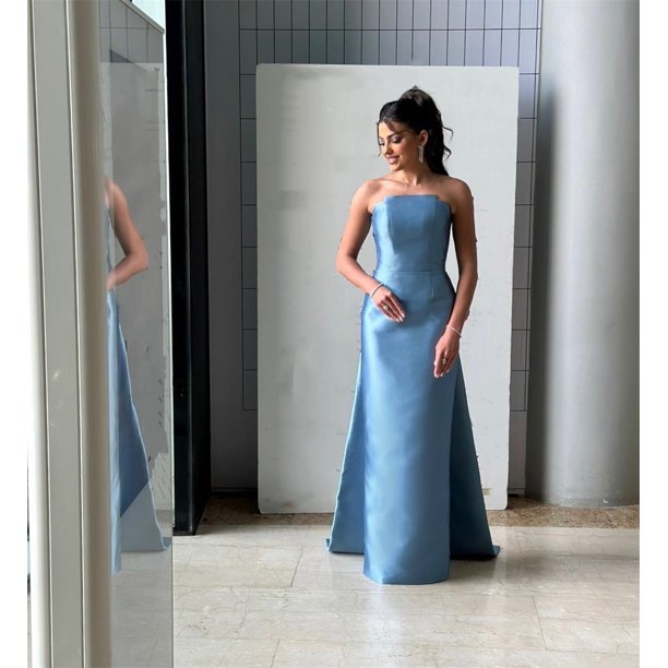 Vestido de fiesta personalizado, columna sin tirantes de noche, faldas hasta el suelo, espalda abierta, cinta vertical, vestidos para ocasiones a medida, Arabia Saudita