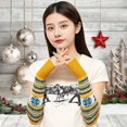thumbnail image 6 of Luo Fashion under $3 Women’s Snowflake Fingerless Knit Gloves Half-Finger Warm Christmas Mittens, 6 of 7