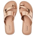 thumbnail image 1 of Sandalias Luoika para mujer, planas, anchas, doradas, 10,5 cm de ancho, para verano, playa, 1 of 8