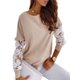thumbnail image 1 of Qarigey Sudadera con capucha para mujer Perspectiva de encaje Top de manga larga Casual Cuello Sudadera suelta para niña, Negro, XL Prendas para la parte del cuerpo albaricoque S, 1 of 6