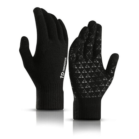 Guantes de invierno TRENDOUX Knit con pantalla táctil, antideslizantes, negros, talla M