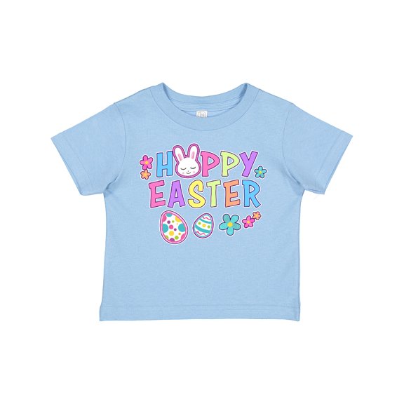 Inktastic Happy Easter with Bunny Face and Easter Eggs Girls Toddler T-Shirt