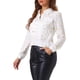 thumbnail image 4 of INSPIRE CHIC Blusa de Manga Larga Metálica Brillante con Estrellas Vintage para Mujeres S Blanca, 4 of 5