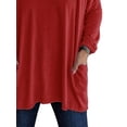thumbnail image 4 of DYMADE Women Plus Size Crew Neck Long Sleeve Loose Pockets Solid T-shirt Casual Top, 4 of 4