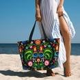 thumbnail image 6 of Pofeuu Roosters and Flowers Print Beach Bag,Waterproof Sandproof Beach Tote Bag, Large Capacity Foldable Beach Bags for Women, 6 of 7