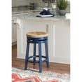 thumbnail image 2 of Linon Maya 25" Round Swivel Counter Stool with Seagrass Seat in Navy Blue Wood, 2 of 10