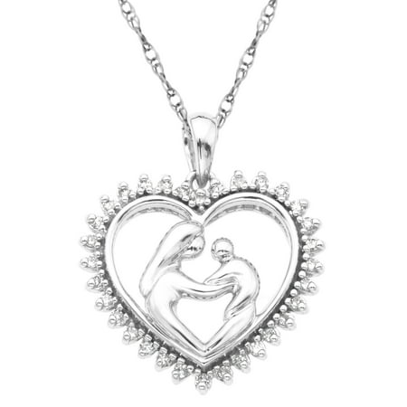 1/4 ct Diamond Mother's Jewel Pendant Necklace in Sterling Silver