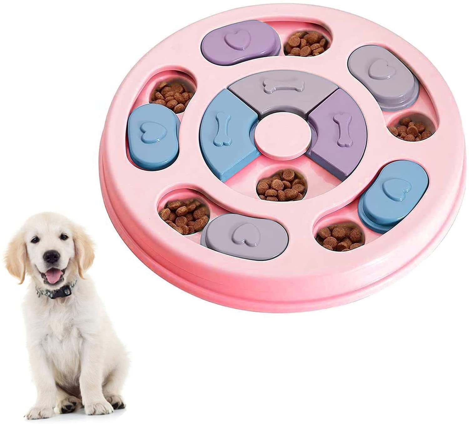 Dog Puzzle Toys,dogs Food Puzzle Feeder Toys For Iq Training & Mental  Enrichment,dog Treat Puzzledog Bowl Turntable To Prevent  Choking(pink)(pink)