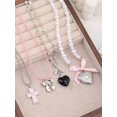 thumbnail image 6 of Pink Gothic Y2K Pendant Necklace Set With Cross Bow Heart Locket, 6 of 8