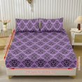 thumbnail image 2 of Garronmavis Purple Damask Pattern Twin Size Bedding Set, 3 Piece Soft Breathable Fitted Sheet & 2 Pillow Shams, Wrinkle Resistant Vintage Bed Cover for Bedroom Guest, 2 of 7